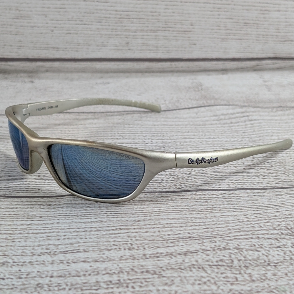 Rudy Project Fireman Silver Sunglasses with Blue Lenses SN09-93